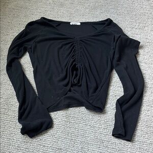 Black Ruched Long Sleeve Top